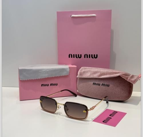 نظاره Miu Miu نسائي ذهبي اطراف بني غامق