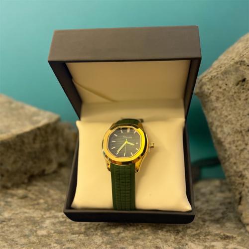 ساعه رجالي كجول جلد اخضر