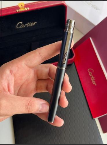 قلم Cartier اسود اطراف فضي