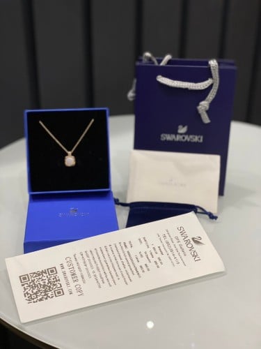 سلسال Swarovski حلق مع فص ابيض