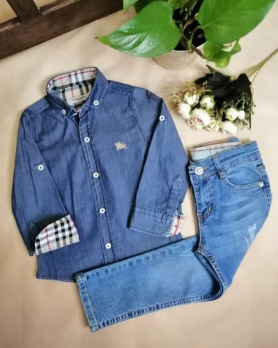 بدلة أولاد أنيقة جينز بربري ( BURBERRY ) صناعة ترك...