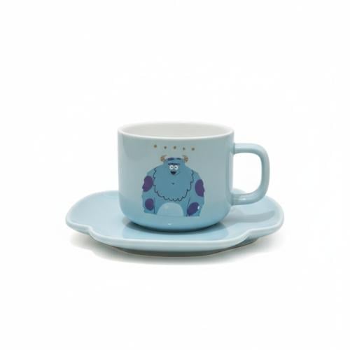 كوب سيراميك شخصية شلبي مع صحن لون سماوي