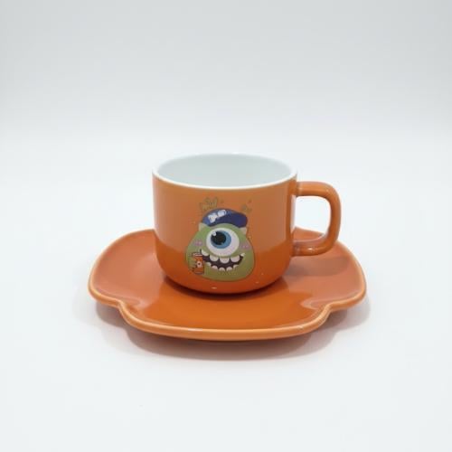 كوب سيراميك شخصية شلبي مع صحن لون أورانج
