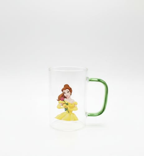 كوب من الزجاج الشفاف بشخصية الجميلة سعة 400ملي