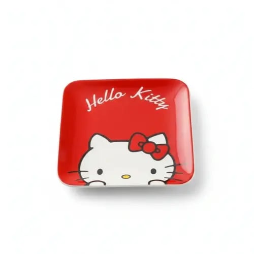 صحن تقديم مربع هيلو كيتي (Hello Kitty) باللون الأح...