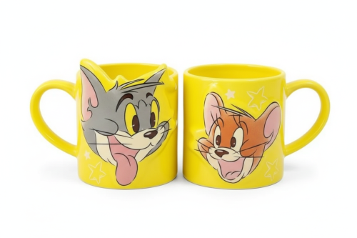 زوج اكواب توم و جيري من السيراميك سعة الكوب 450ملي