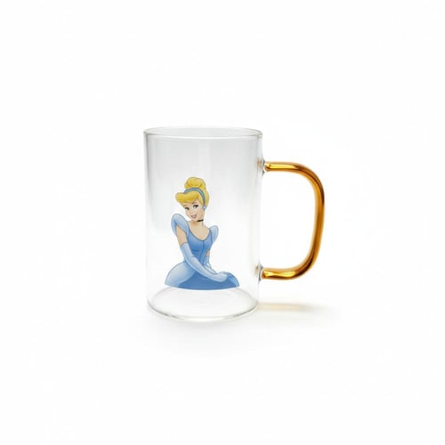 كوب من الزجاج الشفاف بشخصية سندريلا سعة 400ملي