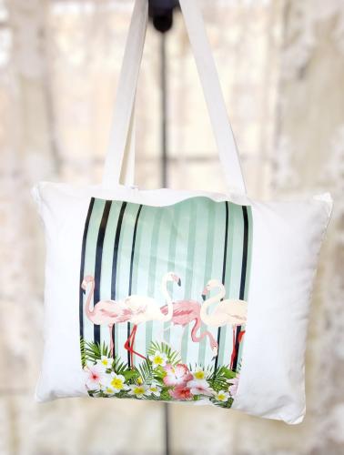 توت باق قماشية نسائية طباعة بارزة طائر الفلامنجو م...