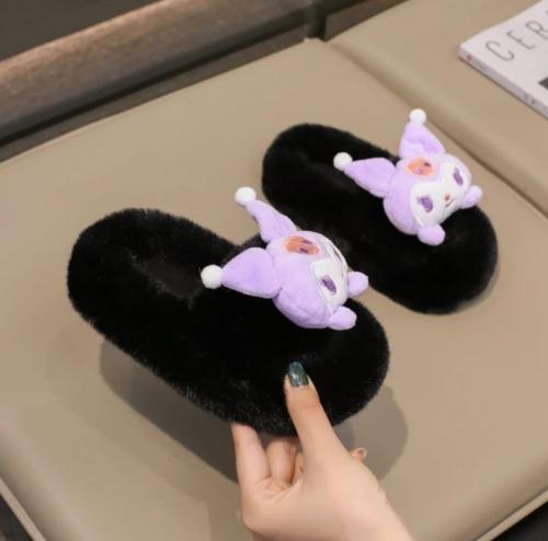 سلبر احذية منزلية من الفرو الناعم بشخصية كورومي مت...