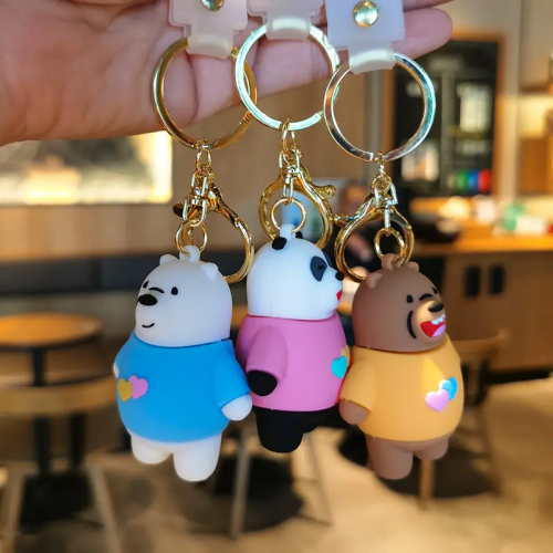 سلسلة مفاتيح -ميداليات الدببة الثلاثة من البلاستيك...