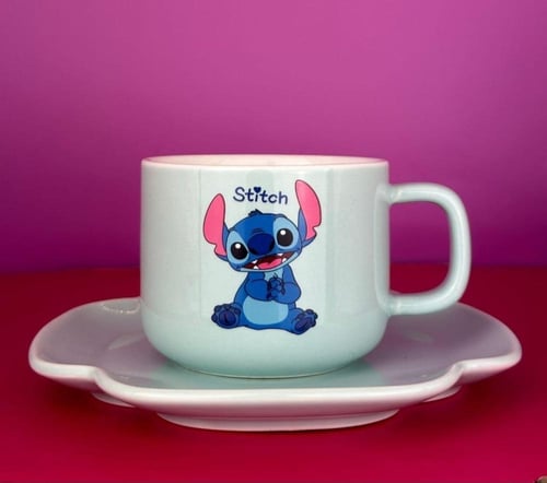 اكواب شخصية شتيتش مع الصحن من السيراميك