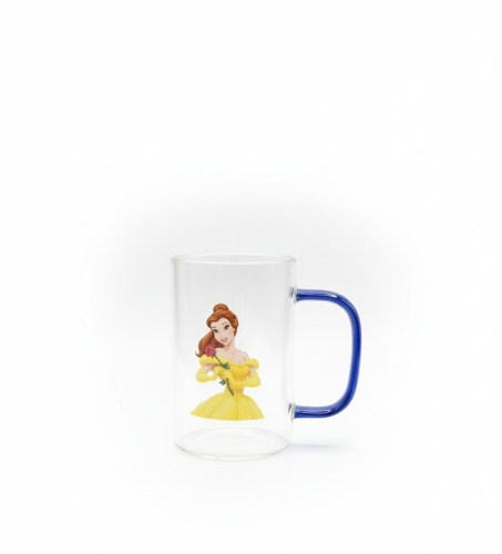 كوب من الزجاج الشفاف بشخصية الجميلة سعة 400ملي