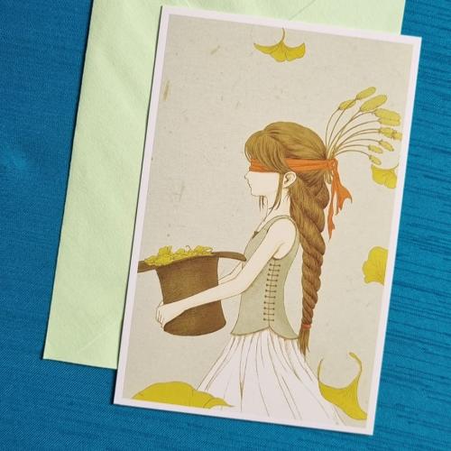 بطاقة تهنئة مع ظرف اخضر 14*9 cm