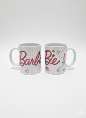 كوب باربي بمسكة قلب من السيراميك سعة الكوب 450ملي