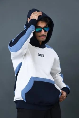 ‏هودي أبيض وكحلي| Off-white hoodie, attractive design