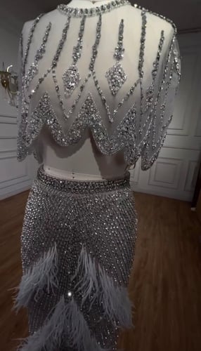 فستان بتطريز كرستال فاخر