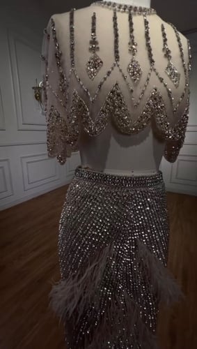 فستان بتطريز كرستال فاخر