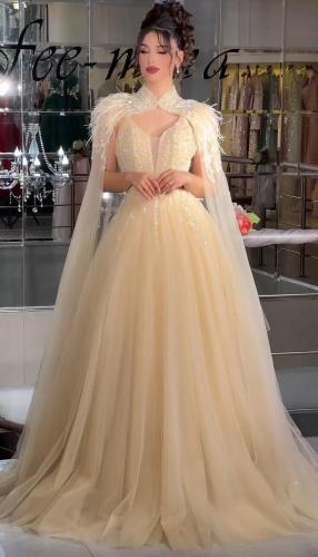 فستان فخم بشال كبير