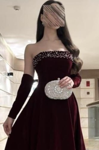 فستان سهرة أنيق شتوي بلونين عودي واسود