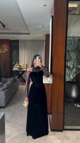 فستان سهرة شتوي كحلي