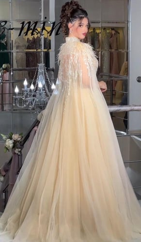 فستان فخم بشال كبير