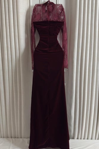 فستان سهرة أنيق شتوي لون عودي