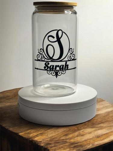 كوب زجاجي مخصص بالاسم