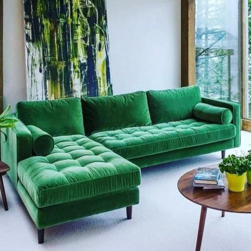 كنب حرف L أخضر اللون