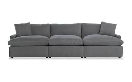 كنب بلون رمادي هادئ مريحة للعين