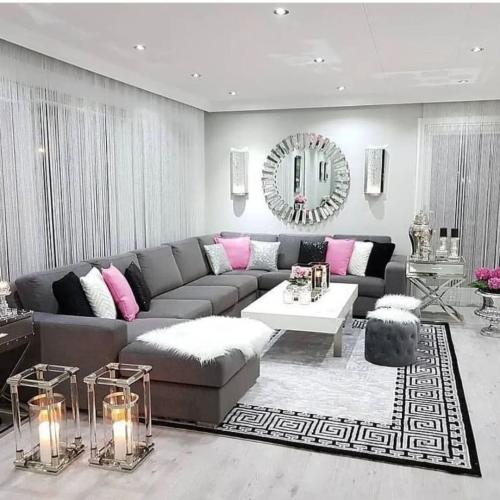 كنب زاوية مودرن بلون رمادي داكن