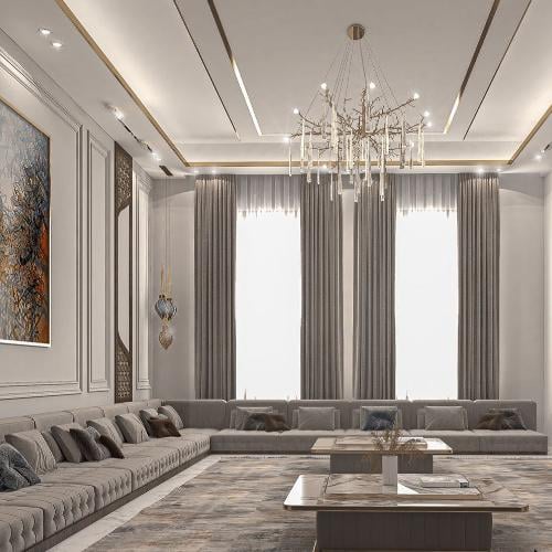 جلسة عربية بلون رمادي هادئ