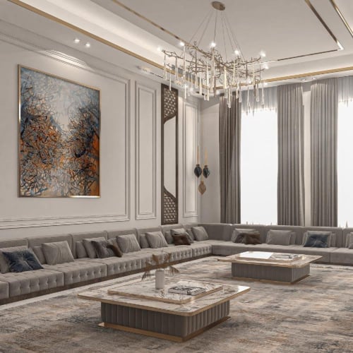 جلسة عربية بلون رمادي هادئ