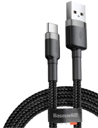 شاحن بيسوس USB 100 cm الى تايبسي قماش-أسود .