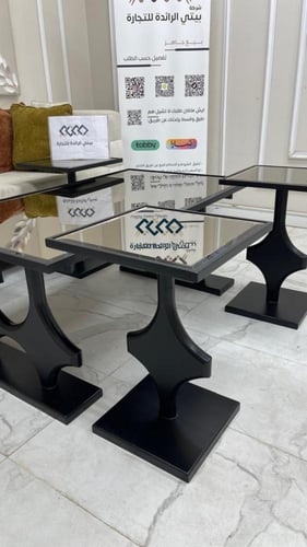 طقم طاولات 5 قطع مراية عسلي