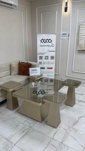 طقم طاولات 5 قطع مراية عسلي السطح