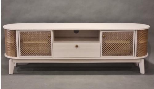 طاوله تلفزيون بيضاوي راتان لولوي