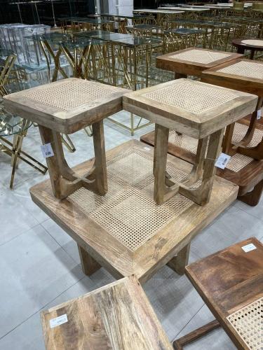 طقم 3 قطع خشب طبيعي راتان