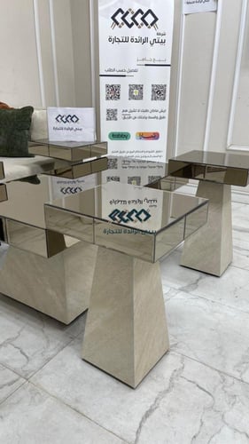 طقم طاولات بديل الحجر سطح مراية