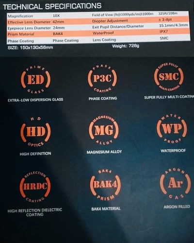 دربيل عينين هورايزن HORIZON 10X42 ED