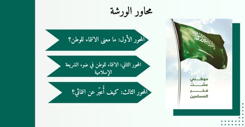 ورشة عمل - تعزيز السلوك الايجابي - الانتماء للوطن