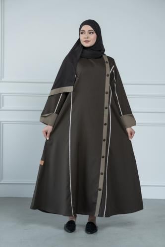عباية أزرار قماش كريب ربع كلوش