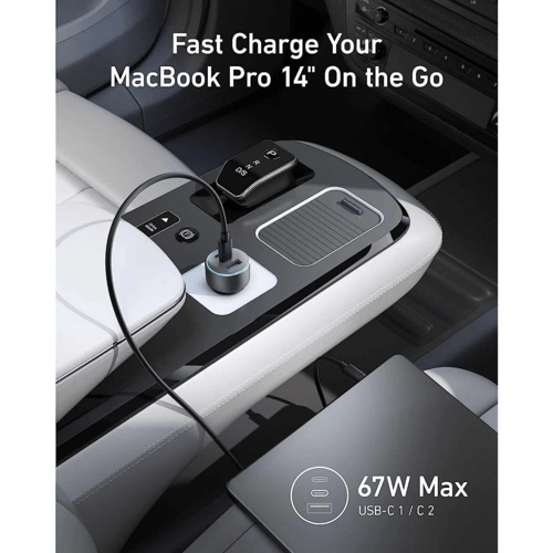 شاحن سياره انكر 67W-منفذين تايبC+منفذUSB