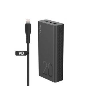 شاحن متنقل بقوه 20000 ملي امبير من شركه اكتيف+كيبل...