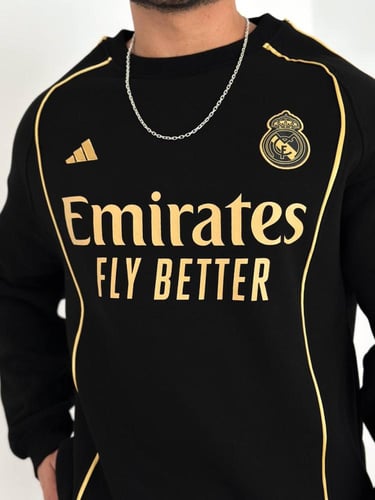 سويتر ريال مدريد الأسود الذهبي الكلاسيكي الشتوي |...
