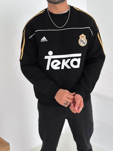 سويتر ريال مدريد الأسود الفخم بتفاصيل ذهبية | لورد