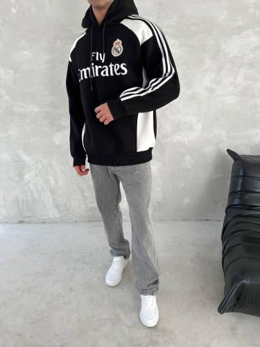 هودي ريال مدريد الأسود الكلاسيكي الشتوي إصدار المل...