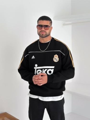 سويتر ريال مدريد الأسود الفخم بتفاصيل ذهبية | لورد