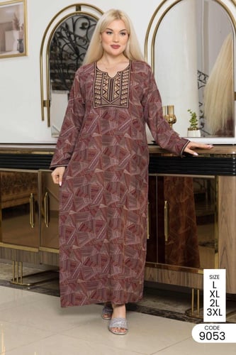 قميص كشميري مطرز نص كم (9053)