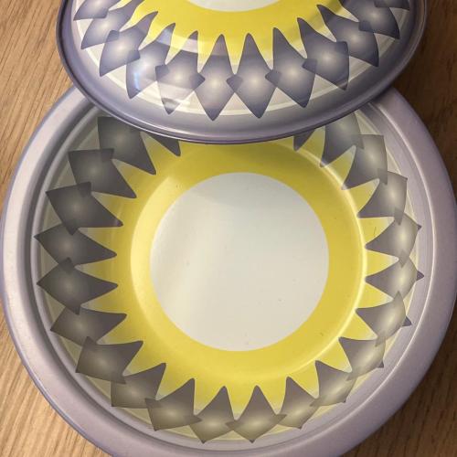 زبدية معدن بغطاء بطراز تراثي - لون أزرق