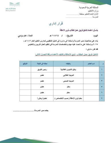 أجتماع فريق عمل الطلاب ذوي الإعاقة لفصل الدراسي ال...